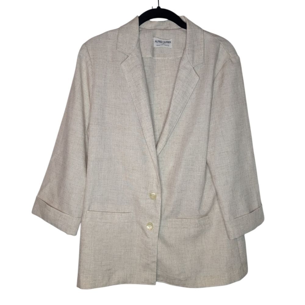 Women's Alfred Dunner Linen Blend Cream Beige Blazer, Size 10